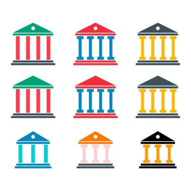 Üniversite mimari ikonu, müze Roma sembolü, düz tasarım vektör çizimi .