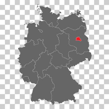 Berlin 'in Almanya harita simgesi, coğrafi boşluk konsepti, izole edilmiş grafik arkaplan çizimi .