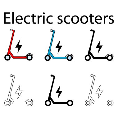 Elektrikli scooter simgesi, düz çevre dostu ulaşım, araç vektör çizimi .