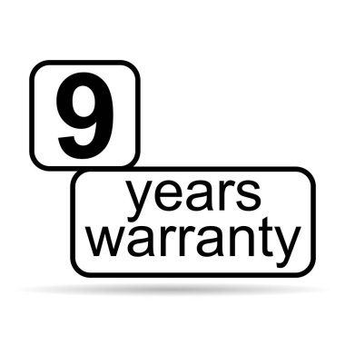 Dokuz yıl gölge ikonu, rozet mühürü garantisi müşteri imzası, pul vektör illüstrasyonu .