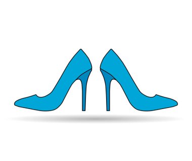 Yüksek topuklu çift gölge ikonu, ayakkabı stili işareti, zarif kadın sembolü illüstrasyon .