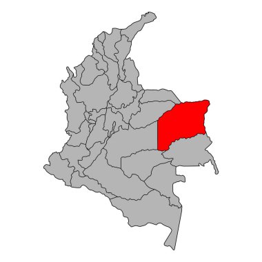 Kolombiya haritası şekli, seyahat web düz konsept vektör illüstrasyonu Vichada .