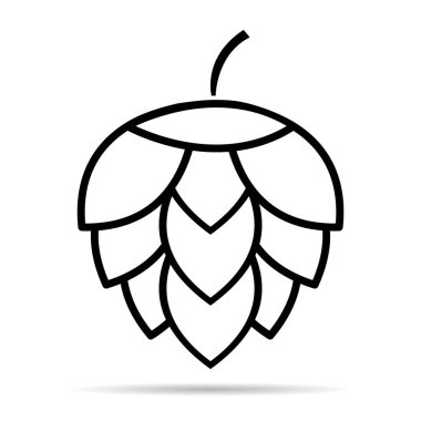 Sekme ikonu bira gölgesi koni yaprağı işareti, bar bitkisi tasarımı, doğa tohumu illüstrasyonu .