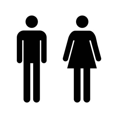 Tuvalet kadınları ve erkekler WC sembolü, düz web düğmesi, tuvalet vektör illüstrasyon bilgileri .