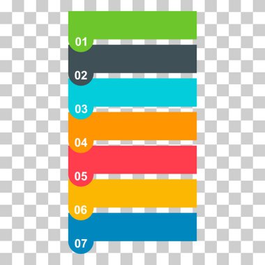 Yedi adım enfografik dikey diyagram, iş bilgisi tasarımı, grafik vektör illüstrasyonu .