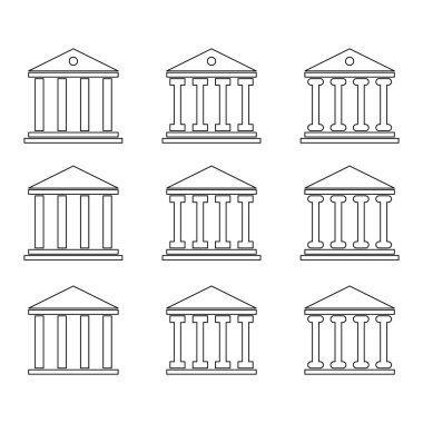 Üniversite mimari ikonu, müze Roma sembolü, düz tasarım vektör çizimi .