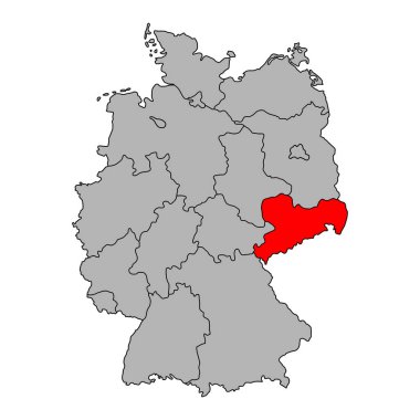 Almanya Saksonya haritası simgesi, coğrafi boşluk konsepti, izole edilmiş grafik arkaplan çizimi .