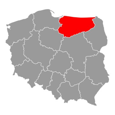 Polonya 'nın Warmia Masuria haritası şekli, seyahat web düz konsept ikonu çizimi .