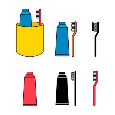 Diş fırçası bakım ikonu, diş hijyeni web işaret çizelgesi çizimi .