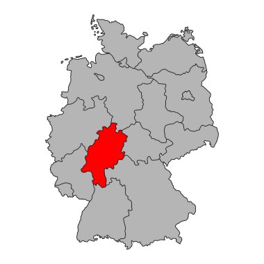 Germany map icon of Hesse, geography blank concept, isolated graphic background vector illustration .