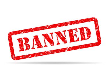 Yasaklı damga gölge sembolü, etiket etiketi işaret düğmesi, metin sancak vektör illüstrasyonu .