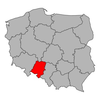 Polonya 'nın Opole haritası şekli, seyahat web düz konsept vektör çizimi .