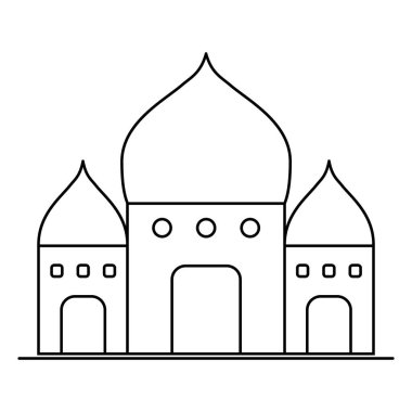 İslami cami simgesi, Arap inanç kültürü tasarımı, düz ağ izole edilmiş vektör illüstrasyonu .