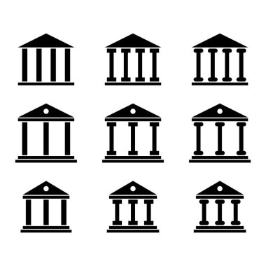 Üniversite mimari ikonu, müze Roma sembolü, düz tasarım vektör çizimi .