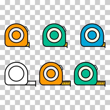 Ölçüm mezurası simgesi kümesi, ölçü aracı konsepti tasarım sembolü, vektör illüstrasyonu .