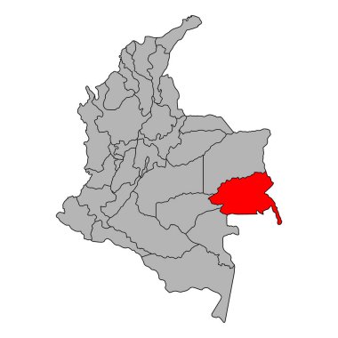 Kolombiya haritası şekilli Guainia, seyahat web düz konsept vektör çizimi .