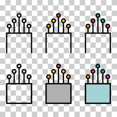 Optik kablo simgesi seti, teknoloji bilgi web ağı, dijital vektör illüstrasyonu .