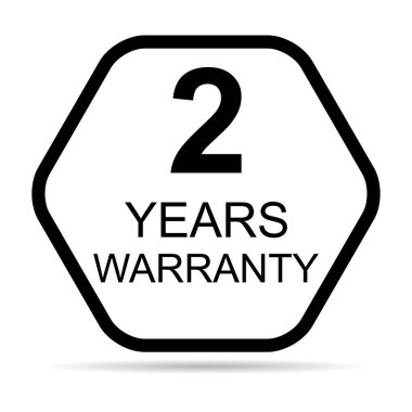 İki yıl gölge ikonu, rozet mühürü garantisi müşteri imzası, pul vektör illüstrasyonu .