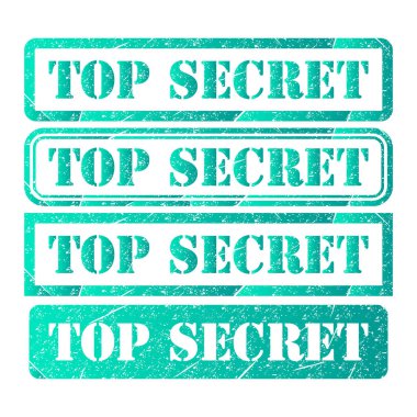 Çok gizli pul sembolü seti, etiket işareti düğmesi, metin sancak vektör illüstrasyonu .