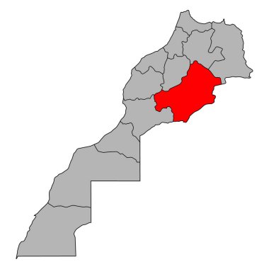 Draa-Tafilalet Fas haritası seti şekil, seyahat web simgesi çizimi .