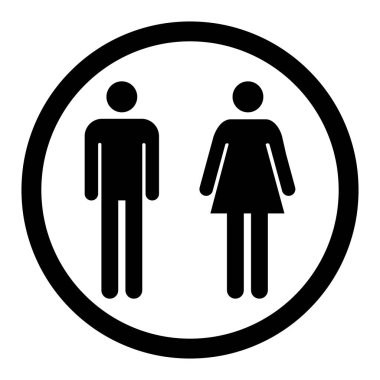 Tuvalet kadınları ve erkekler WC sembolü, düz web düğmesi, tuvalet vektör illüstrasyon bilgileri .