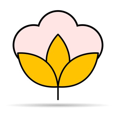 Pamuk organik gölge ikonu, giysi sembolü doğal sembol, web grafik çizimi .