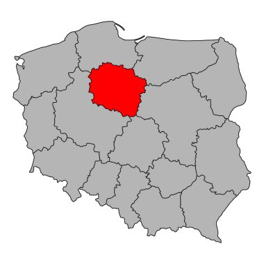 Polonya 'dan Kuyavia Pomerania harita şekli, seyahat web düz konsept vektör çizimi .