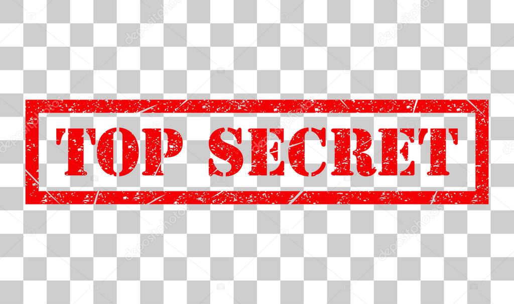 Top secret stamp symbol, label sticker sign button, text banner vector illustration .