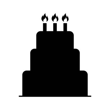 Tatlı pasta ikonu, pastane tatlı besin sembolü, mutlu yıllar grafik vektör çizimi .