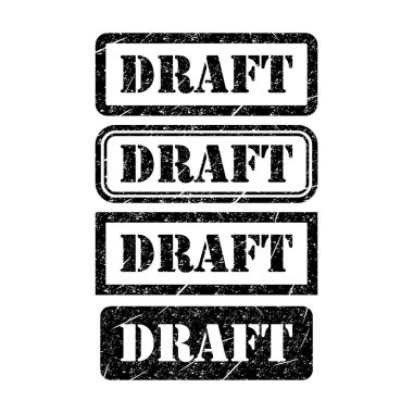 Taslak pul sembolü seti, etiket etiketi işareti düğmesi, metin sancak vektör illüstrasyonu .