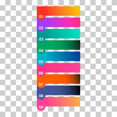 Dokuz adım dikey enfografik diyagram, iş bilgisi tasarımı, grafik vektör illüstrasyonu .