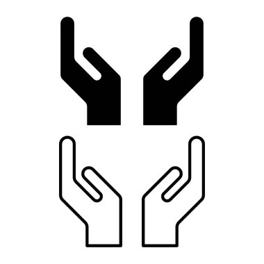 Umut simgesi kümesi, boş sembollü insan eli, grafik tasarımına yardım, vektör illüstrasyonu .