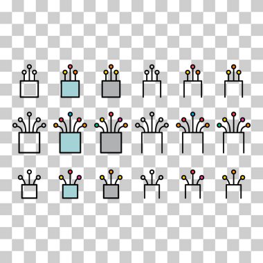 Optik kablo simgesi seti, teknoloji bilgi web ağı, dijital vektör illüstrasyonu .