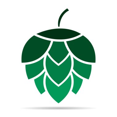 Sekme ikonu bira gölgesi koni yaprağı işareti, bar bitkisi tasarımı, doğa tohumu illüstrasyonu .