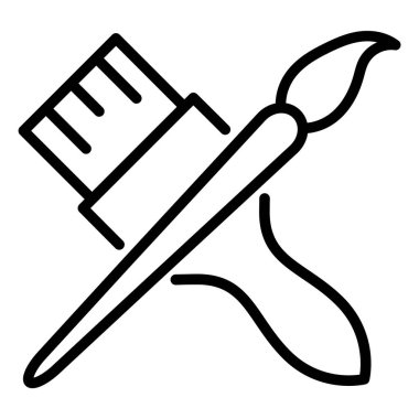 Boya fırçası simgesi, ekipman ressamı aracı düz web sembolü, boya fırçası çizimi .