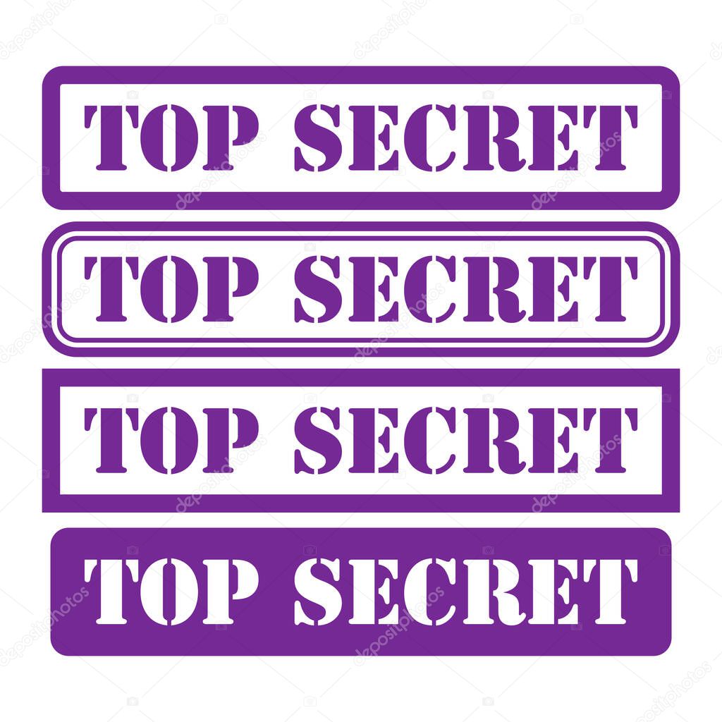 Set of Top secret stamp symbol, label sticker sign button, text banner vector illustration .