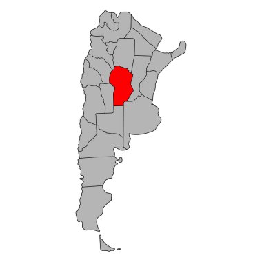 Arjantin haritasının Cordoba del Fuego sembolü şekil, seyahat web ikonu çizimi .