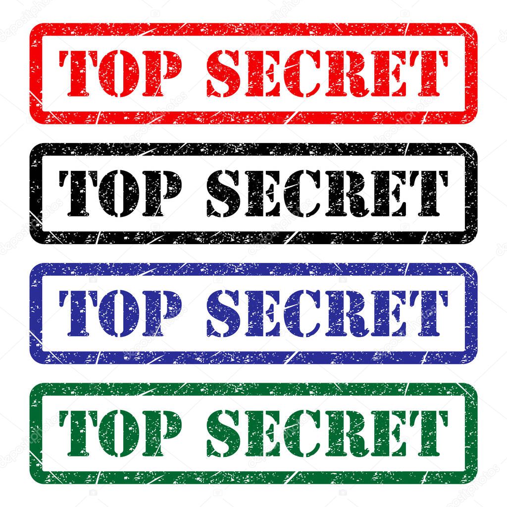 Set of Top secret stamp symbol, label sticker sign button, text banner vector illustration .