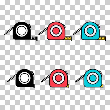 Ölçüm mezurası simgesi kümesi, ölçü aracı konsepti tasarım sembolü, vektör illüstrasyonu .