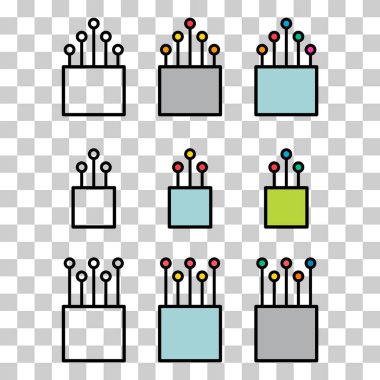 Optik kablo simgesi seti, teknoloji bilgi web ağı, dijital vektör illüstrasyonu .