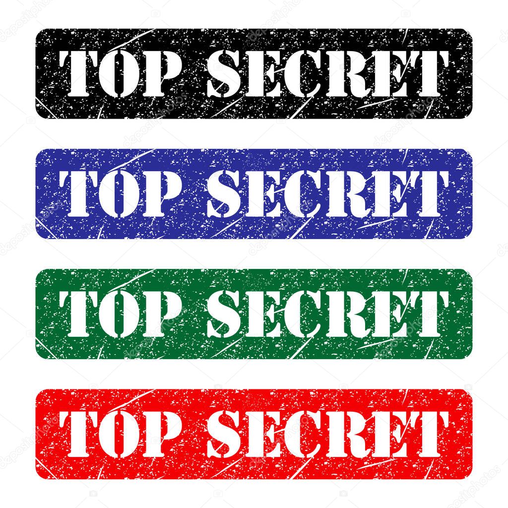 Set of Top secret stamp symbol, label sticker sign button, text banner vector illustration .