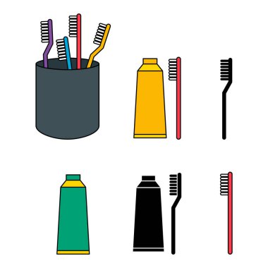 Diş fırçası bakım ikonu, diş hijyeni web işaret çizelgesi çizimi .