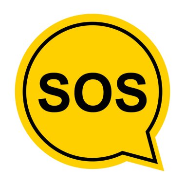 SOS yardım simgesi, güvenlik desteği uyarısı düz tasarım, vektör illüstrasyonunu kaydet .