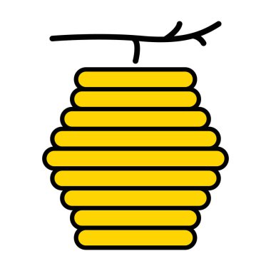 Kovan doğal ikonu, arı ağı düz yaşam alanı işareti, grafik vektör illüstrasyonu .