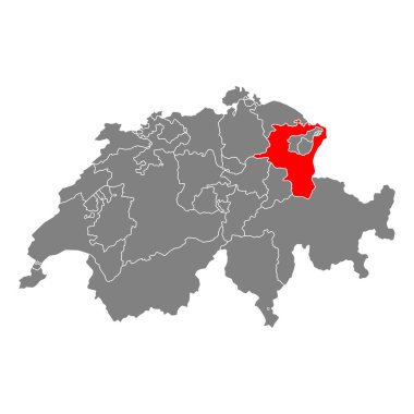 St. Gallen Kantonu İsviçre harita şekli, seyahat web düz konsept vektör çizimi .