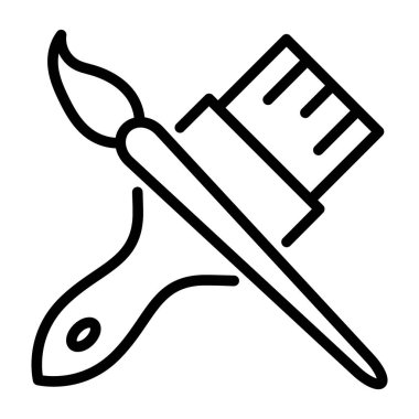 Boya fırçası simgesi, ekipman ressamı aracı düz web sembolü, boya fırçası çizimi .