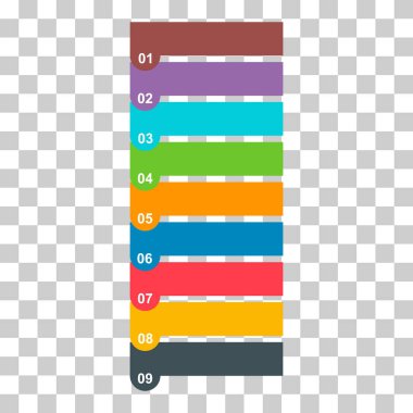 Dokuz adım dikey enfografik diyagram, iş bilgisi tasarımı, grafik vektör illüstrasyonu .