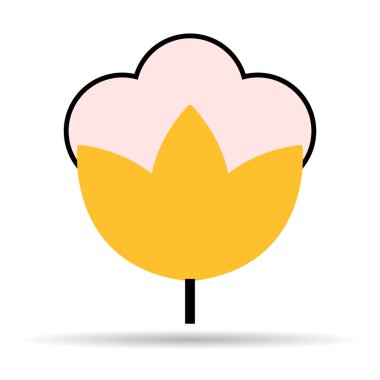 Pamuk organik gölge ikonu, giysi sembolü doğal sembol, web grafik çizimi .