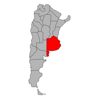 Arjantin haritasından Buenos Aires sembol şekli, seyahat web ikonu çizimi .