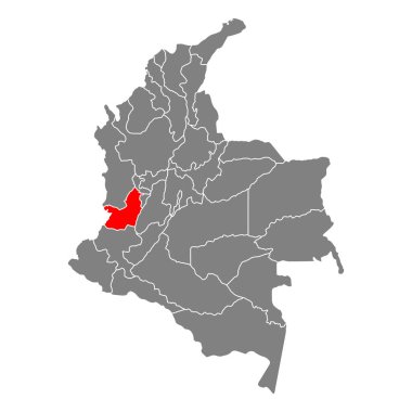 Kolombiya haritası biçiminden Valle del Cauca, seyahat web düz konsept vektör çizimi .
